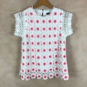 J.CREW Floral Embroidered Crochet Top NEW XS